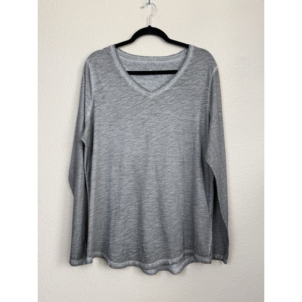 Peruvian Connection Grey Pima Cotton Blend Tunic Blouse Luxury Preppy XL